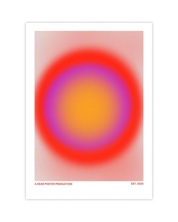 Ring of Trouble minimalist Danish art poster with soft red, purple and yellow gradients on enhanced matte paper